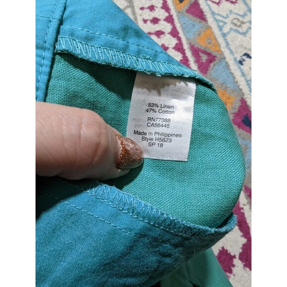 J.Crew Women's Size 8 Green Scallop Hem Shorts Linen Blend - Picture 5 of 5